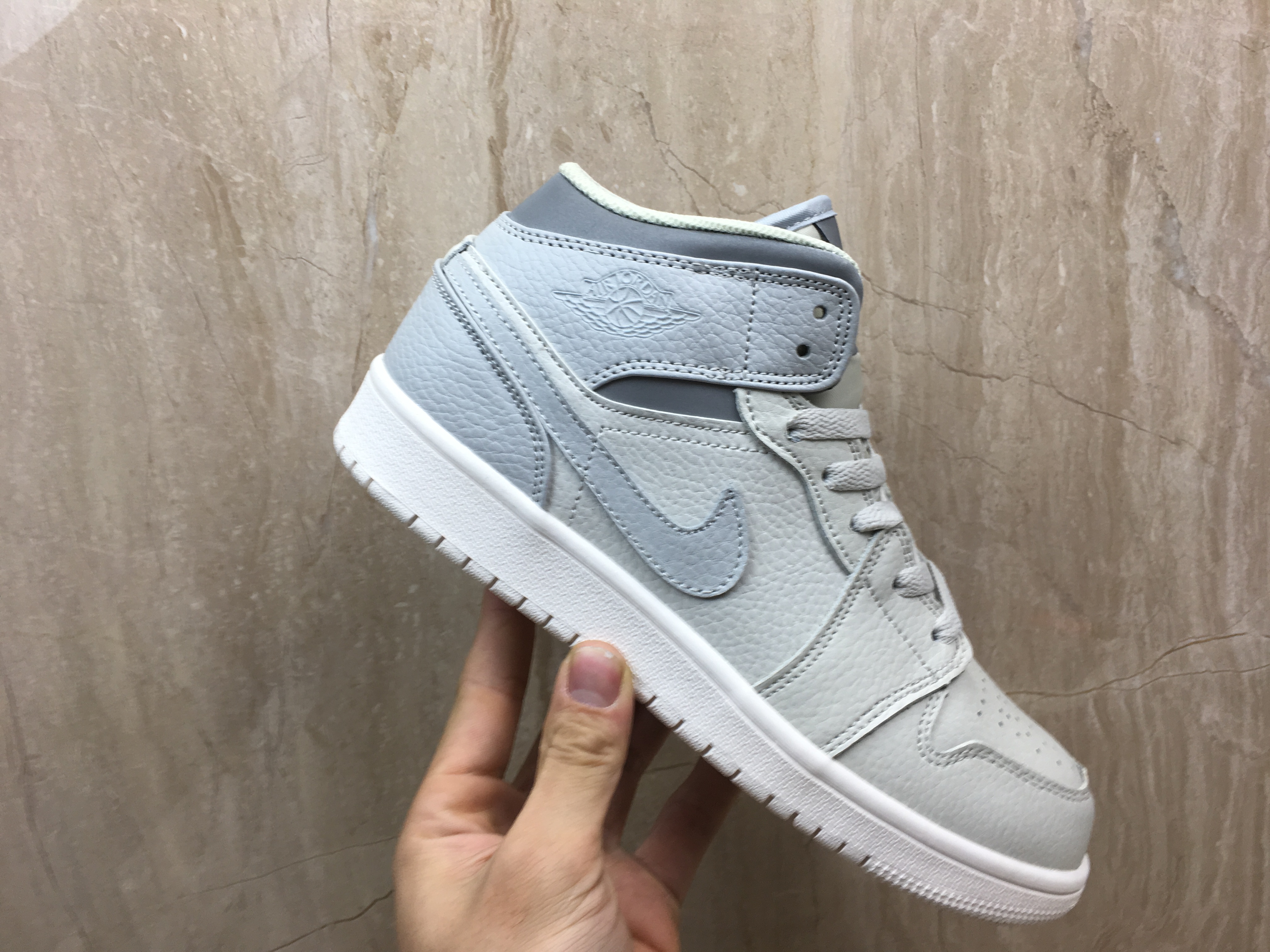 Women Air Jordan 1 Mid Baby Blue White Shoes